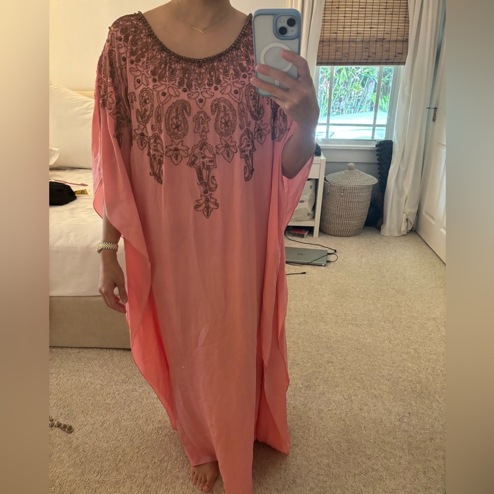 Rococo Sand Silk Embellished Caftan
